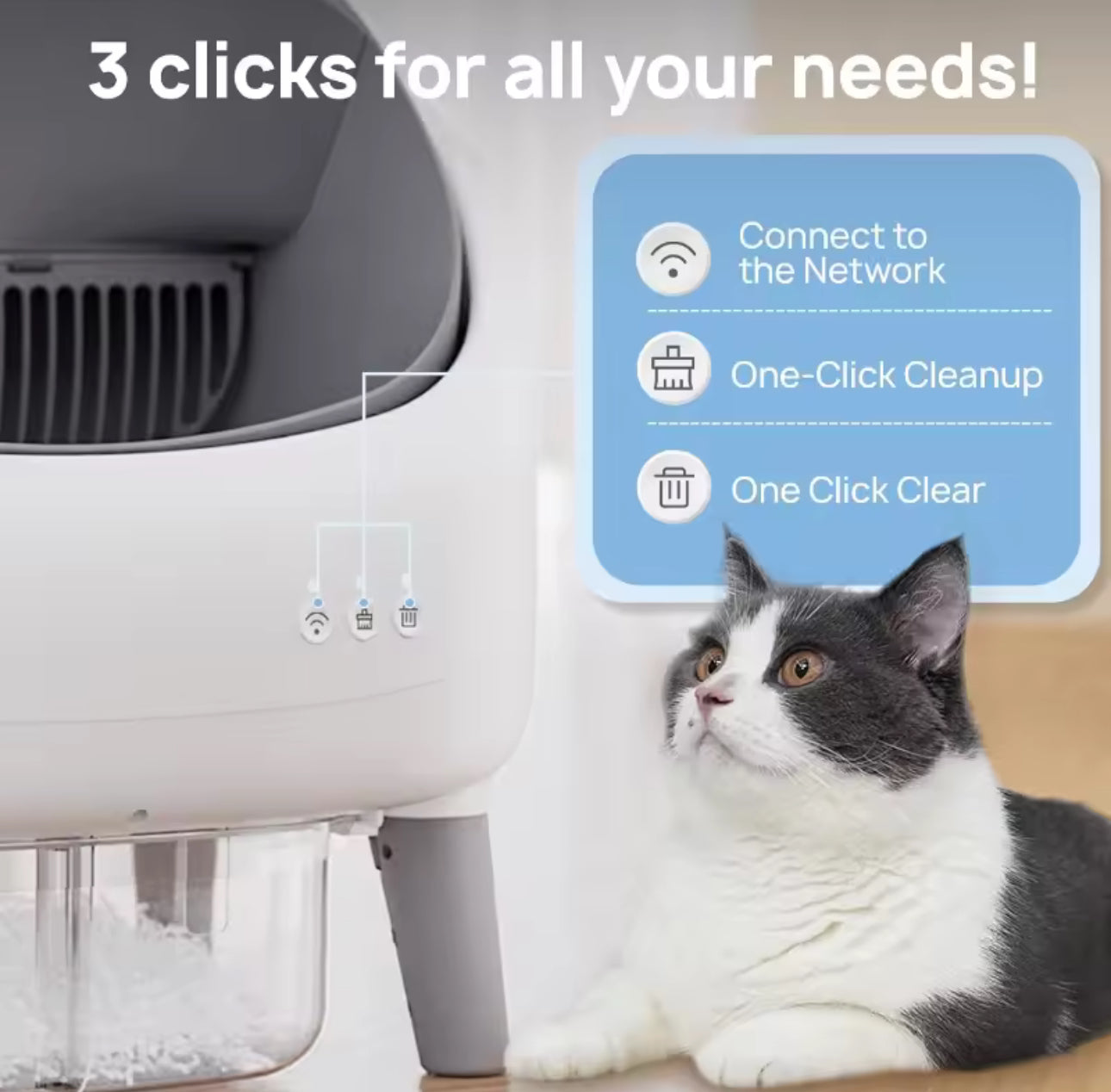 Grey Smart Automatic Cat Litter Box