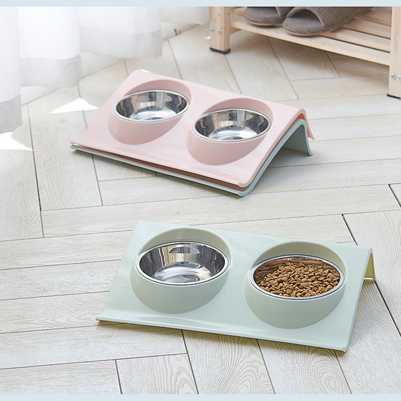 Ergonomic Stainless Steel Dual Bowl Set