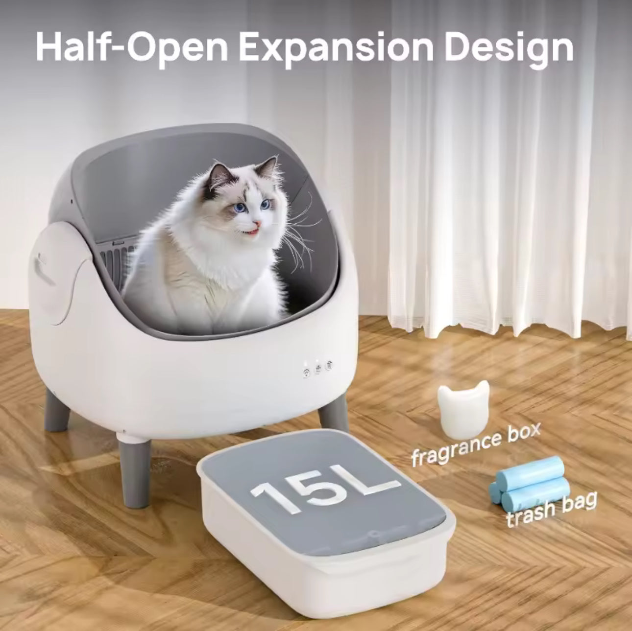 Grey Smart Automatic Cat Litter Box