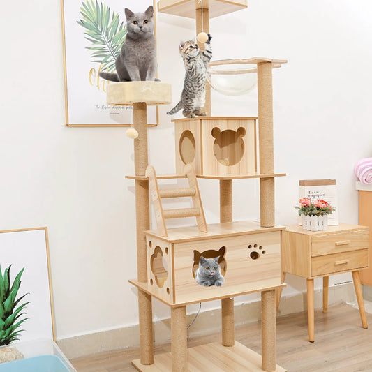 Wooden Cat Climbing Tree - Small to Large Size