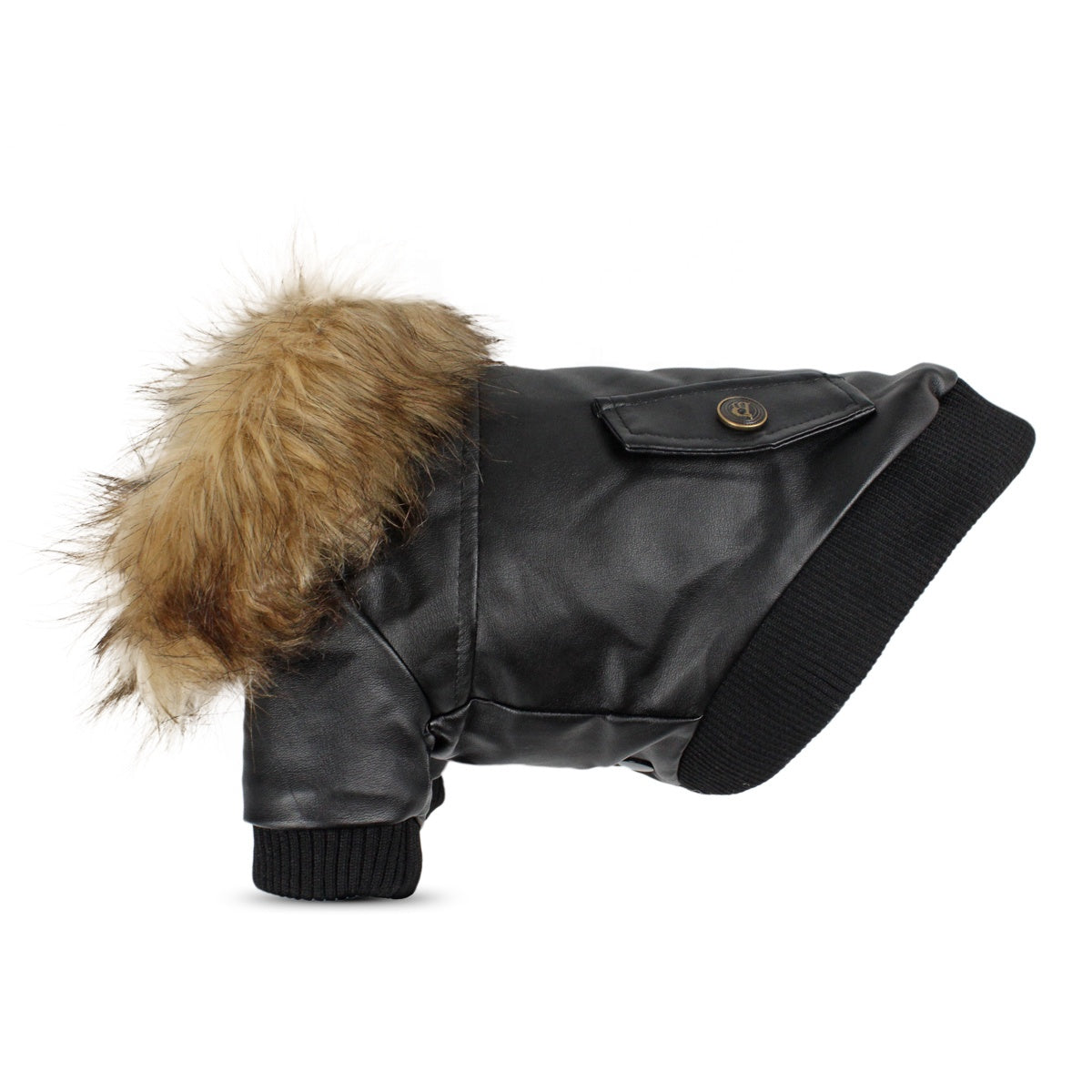 Leather Bomber Jacket with Fur Collar