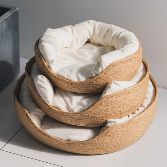 Woven Rattan Basket Bed