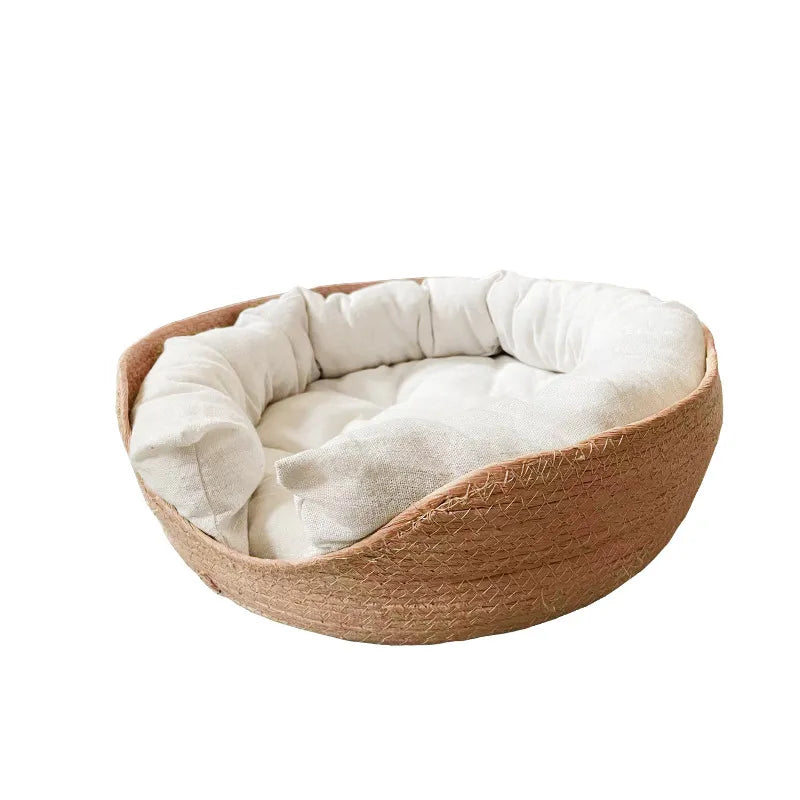 Woven Rattan Basket Bed