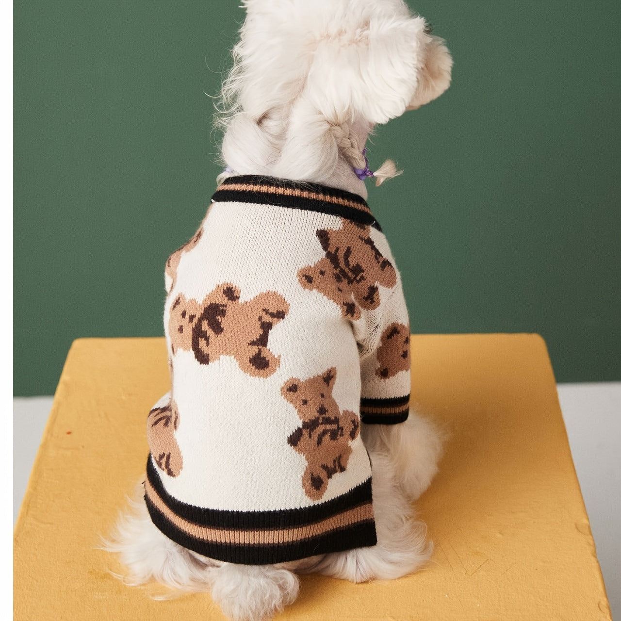 Preppy V-neck Bear Sweater