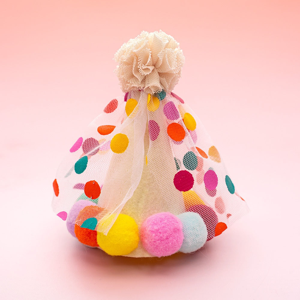 Polka Dot Lace Pet Birthday Hat & Bib Set