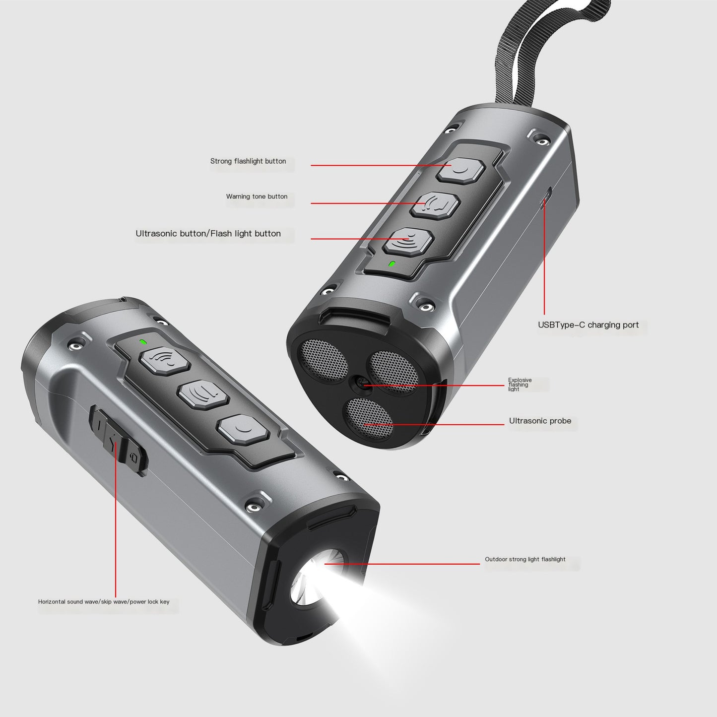 Ultrasonic Training Device with Flashlight