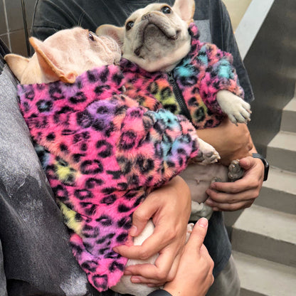 Colourful Leopard Print Velvet Coat