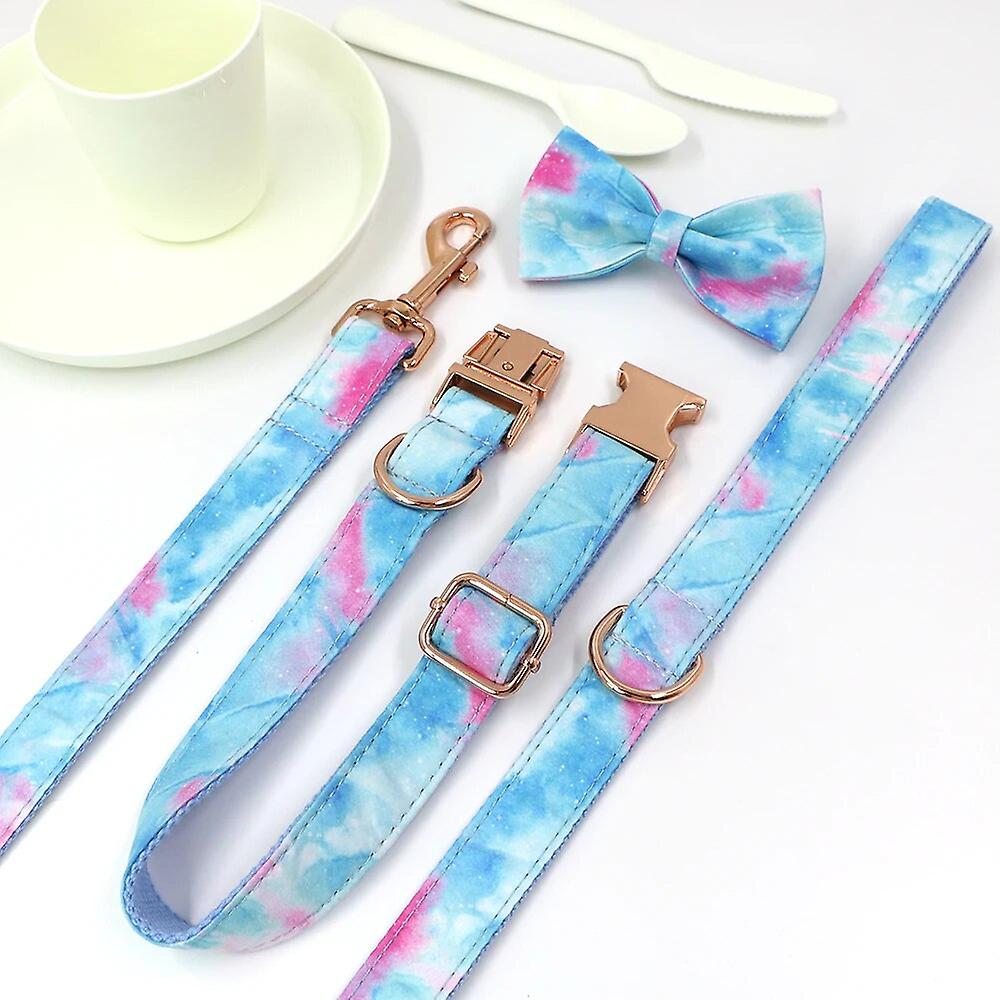 Sky Blue & Pink Collar and Leash Set