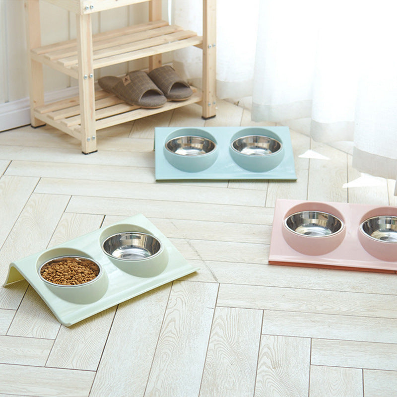 Ergonomic Stainless Steel Dual Bowl Set