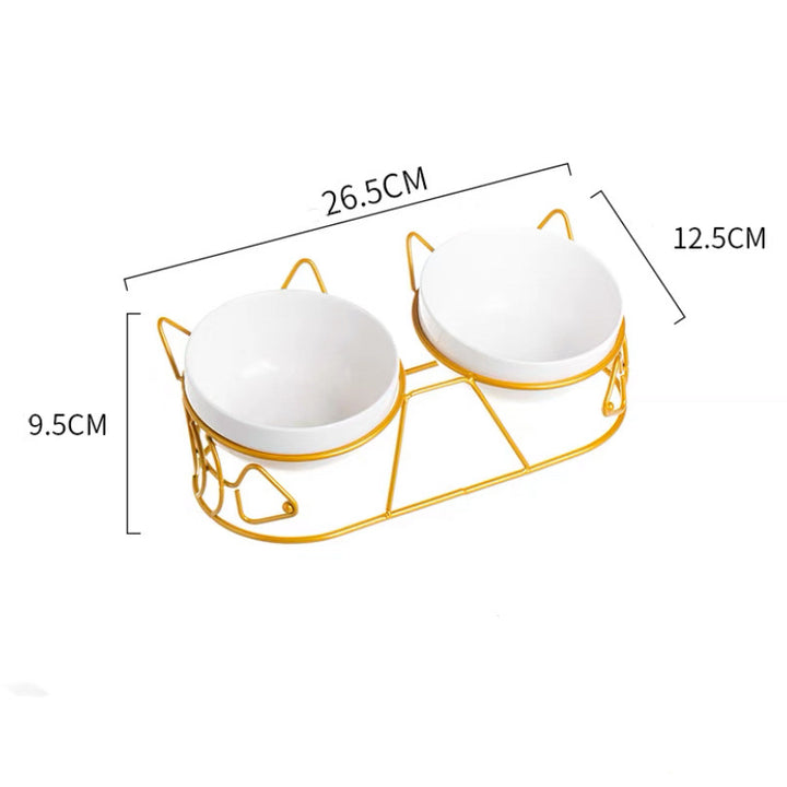 Cute Cat & Fish Duo Bowl with Stand