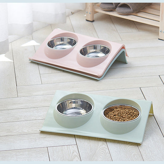 Ergonomic Stainless Steel Dual Bowl Set