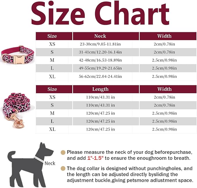 Leopard Print Rose Gold Collar and Leash Set