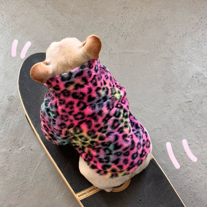 Colourful Leopard Print Velvet Coat