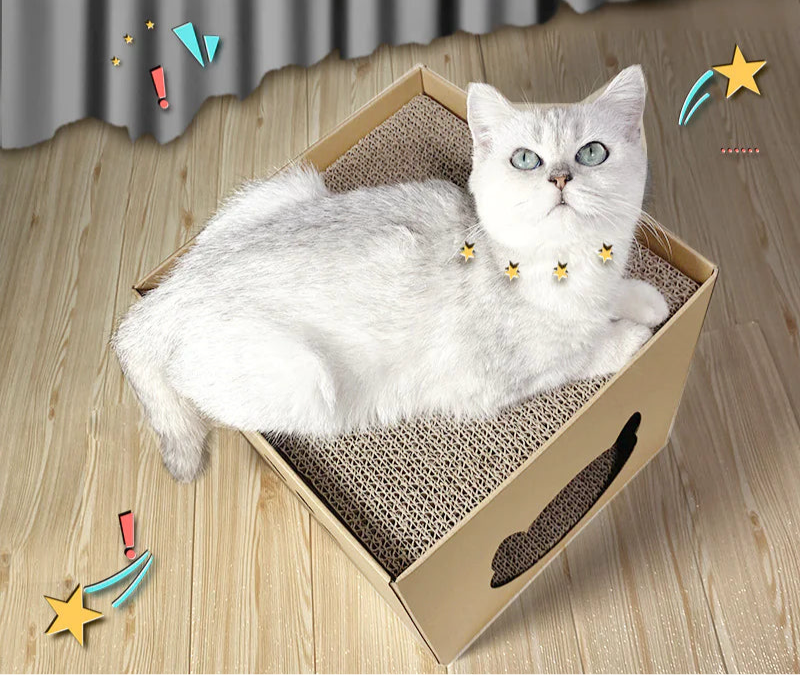 Vertical Cat Scratching Post with Paper House