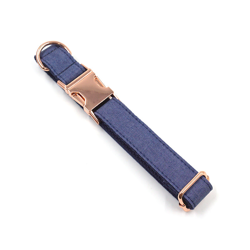 Dark Blue Denim Bow, Collar Leash and Bag