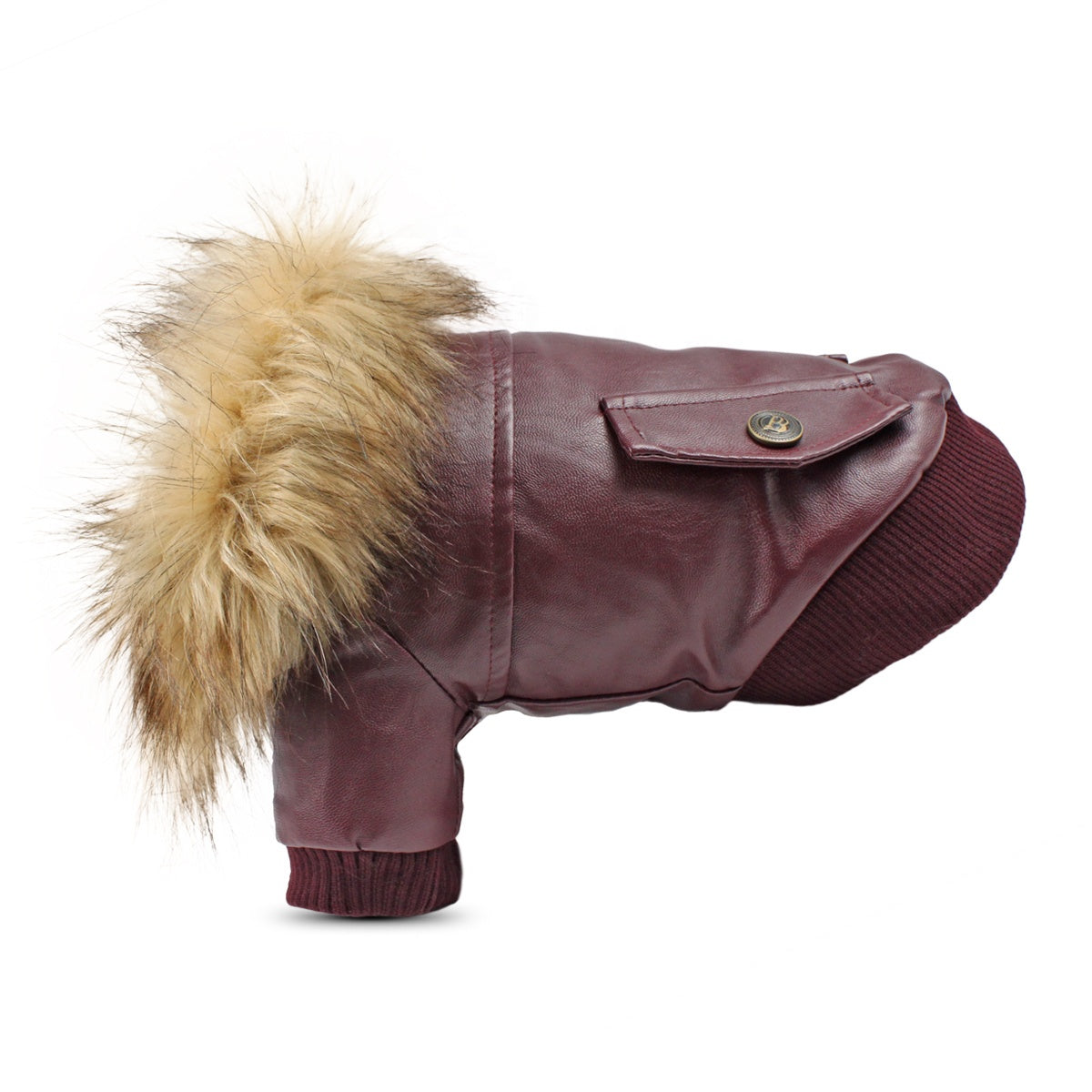 Leather Bomber Jacket with Fur Collar
