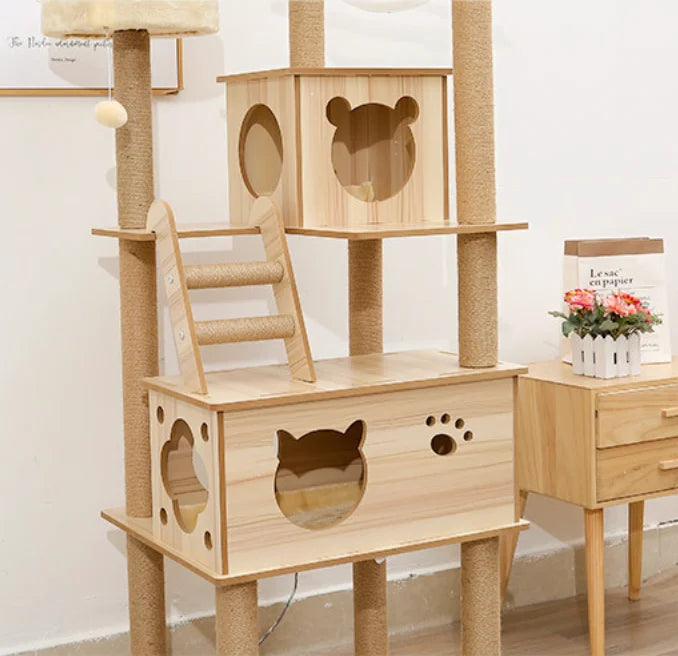 Wooden Cat Climbing Tree - Small to Large Size