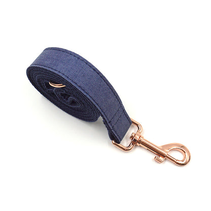 Dark Blue Denim Bow, Collar Leash and Bag