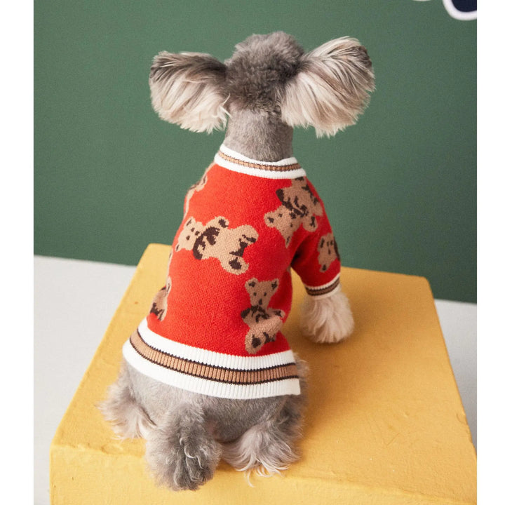 Preppy V-neck Bear Sweater