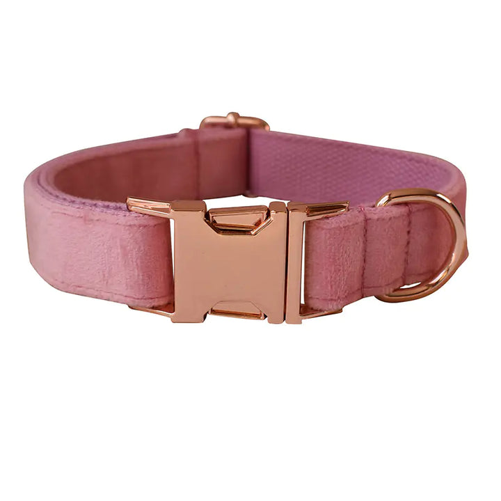 Pink Velvet Collar Bow and Leash Set
