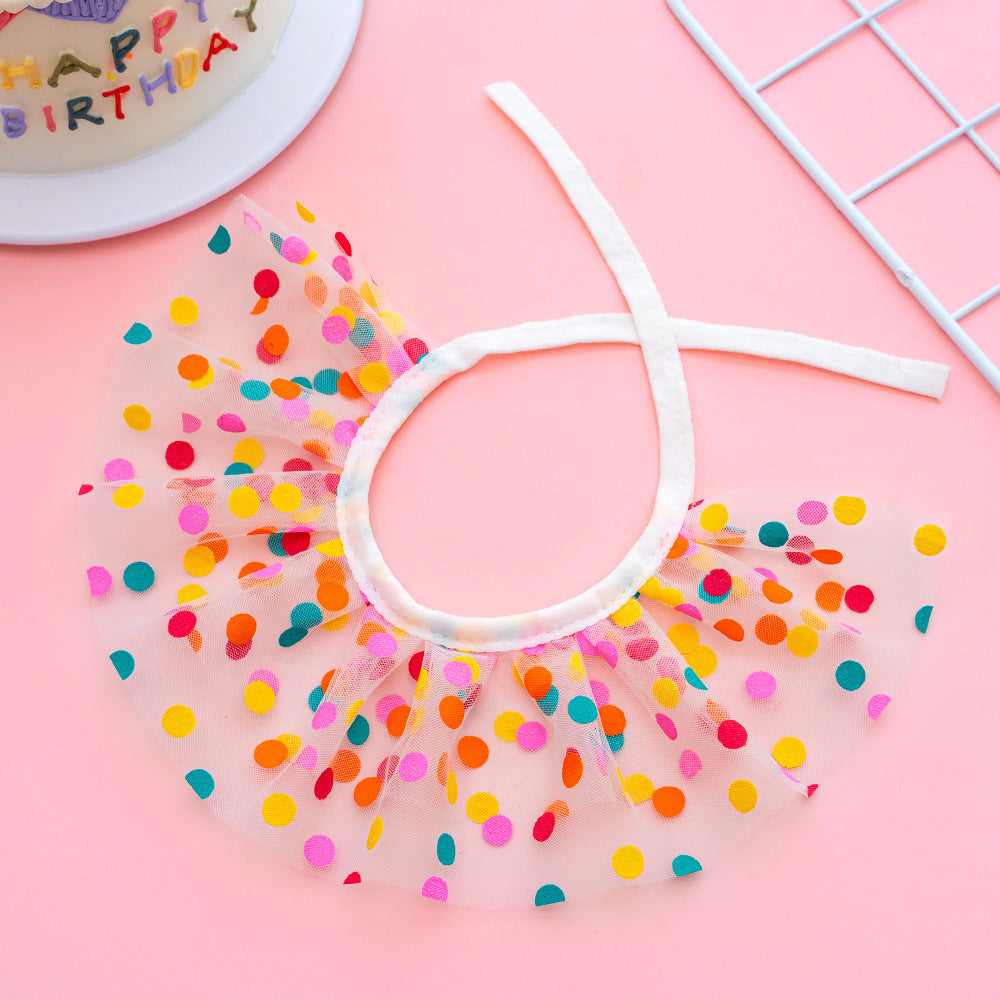 Polka Dot Lace Pet Birthday Hat & Bib Set