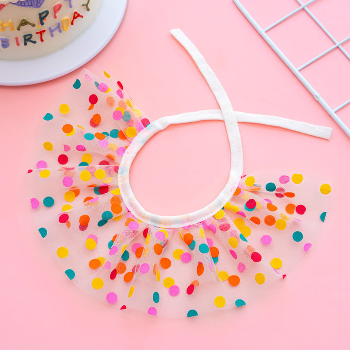 Polka Dot Lace Pet Birthday Hat & Bib Set