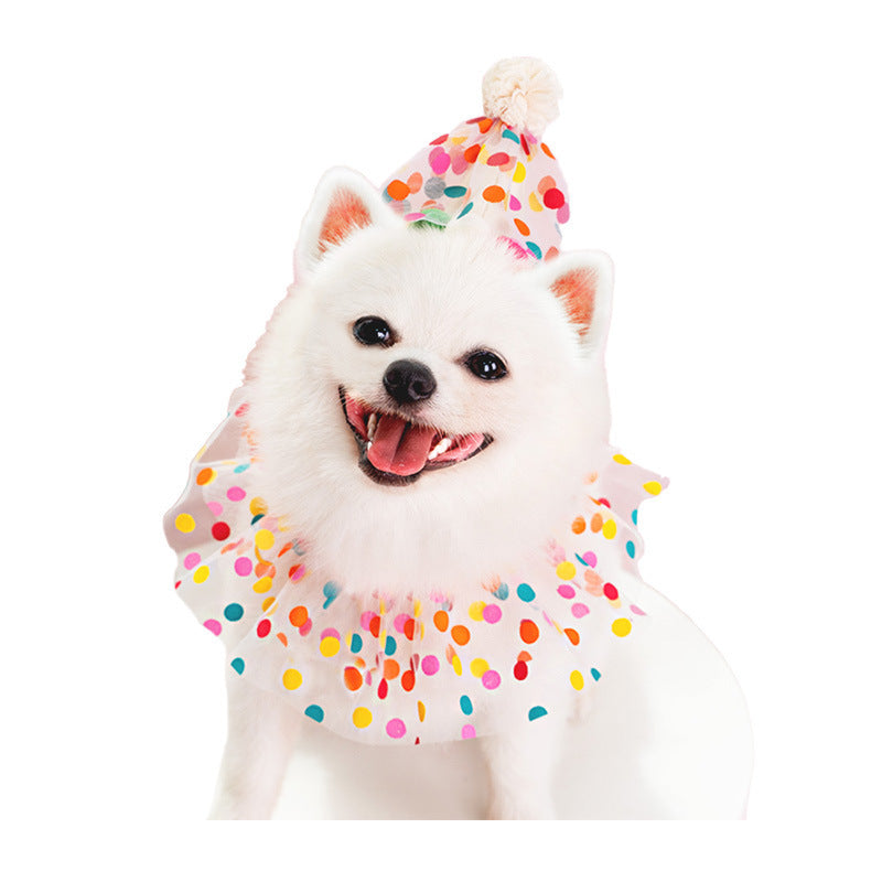 Polka Dot Lace Pet Birthday Hat & Bib Set