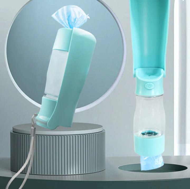 All in One Water Bottle with Bag Dispenser
