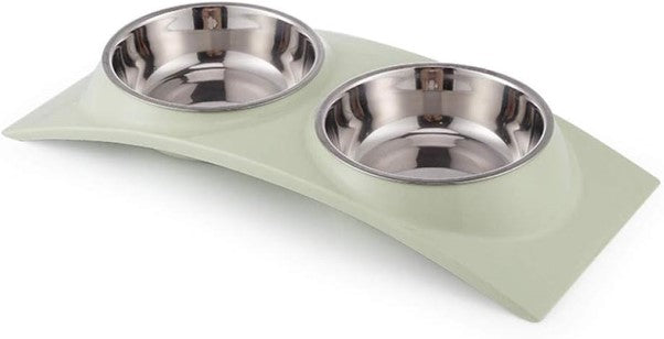 Ergonomic Stainless Steel Dual Bowl Set