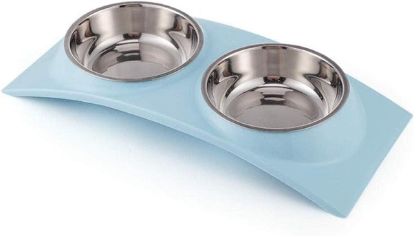 Ergonomic Stainless Steel Dual Bowl Set