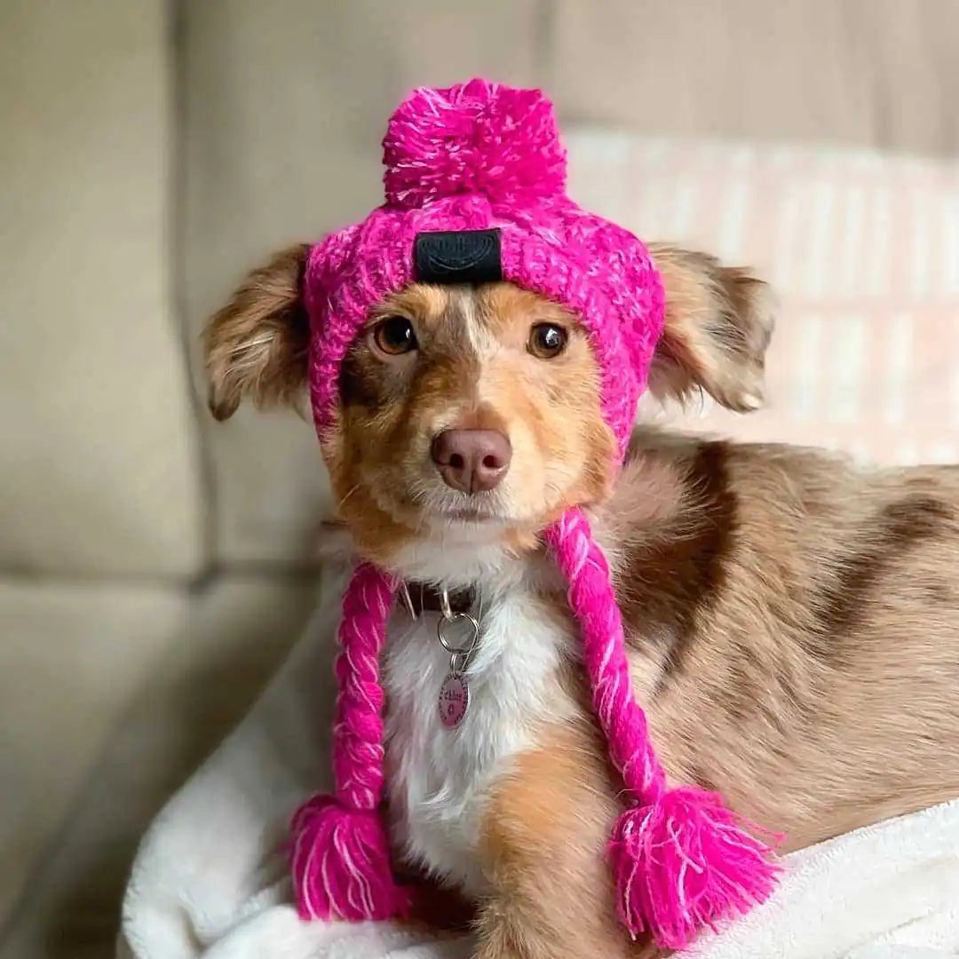 Fluffy Knitted Hat with PomPoms