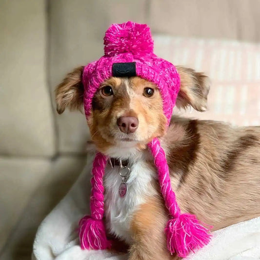 Fluffy Knitted Hat with PomPoms