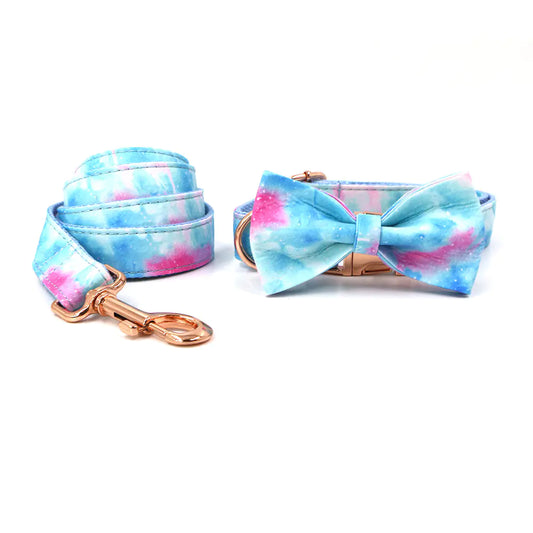 Sky Blue & Pink Collar and Leash Set