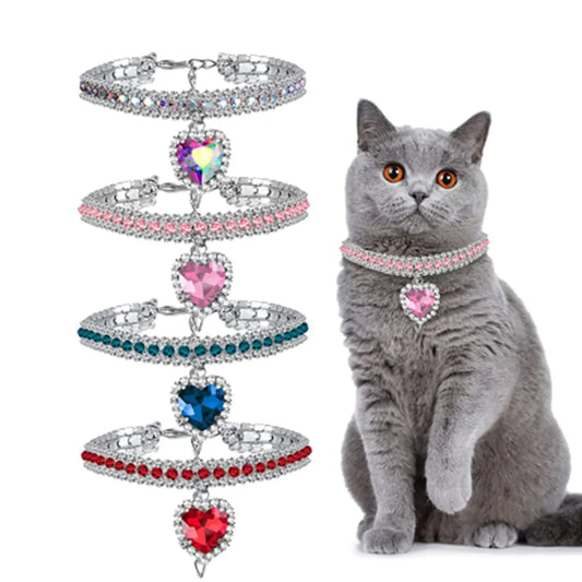 Cute Bling Rhinestone Cat Collar for Kittens