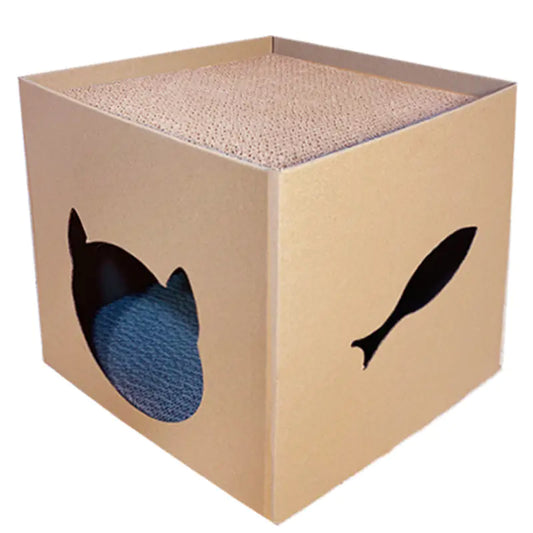 Vertical Cat Scratching Post with Paper House