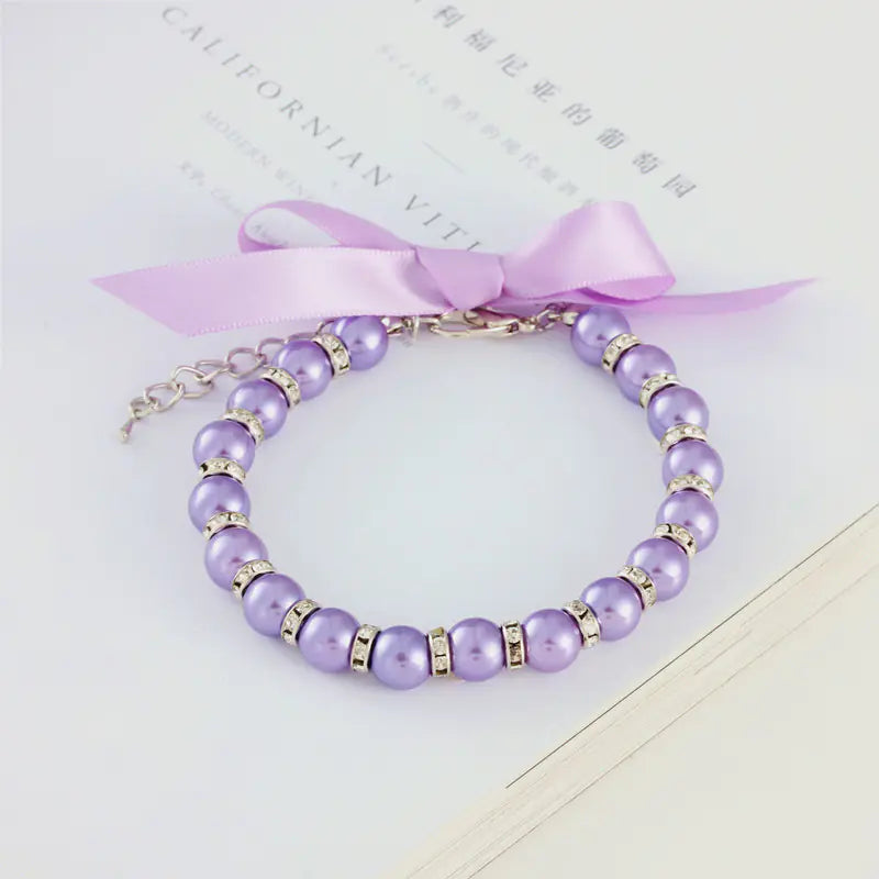Pearl Necklace Collar with Bow