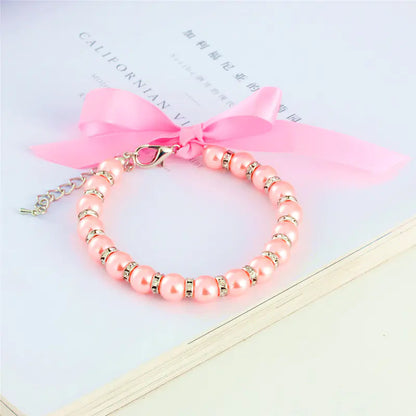 Pearl Necklace Collar with Bow