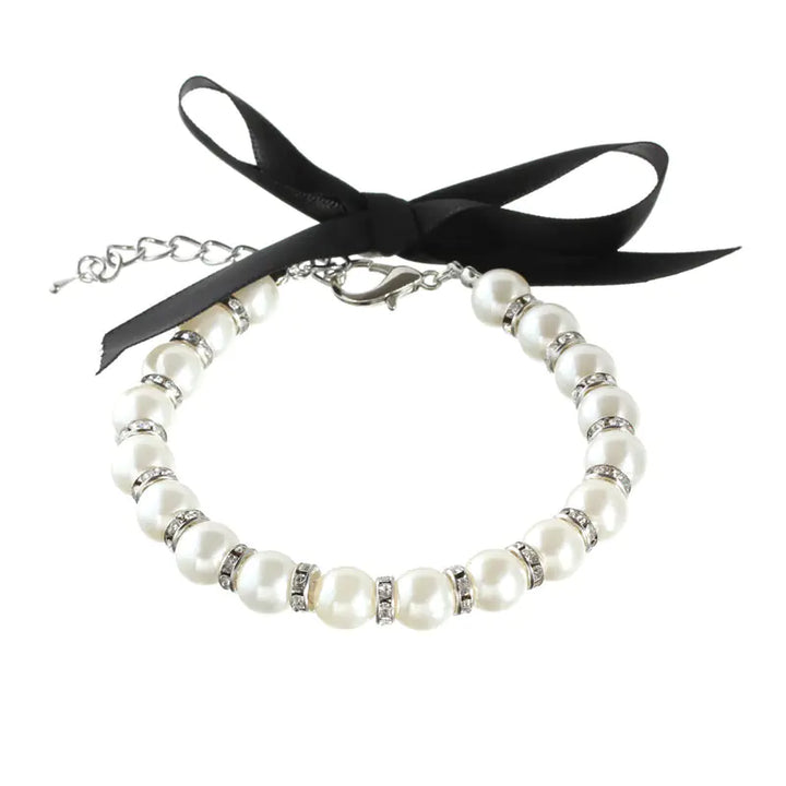 Pearl Necklace Collar with Bow