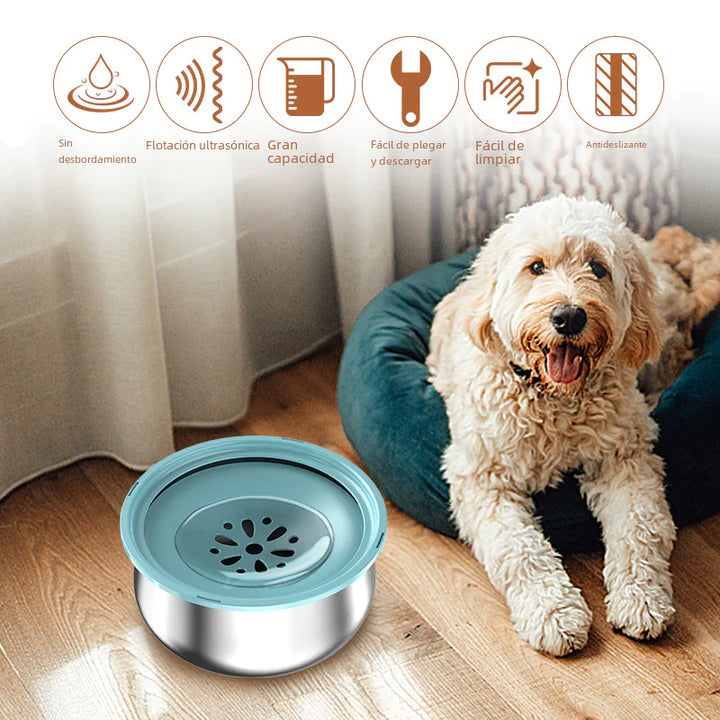 Stainless Steel Water Bowl with Splash Guard
