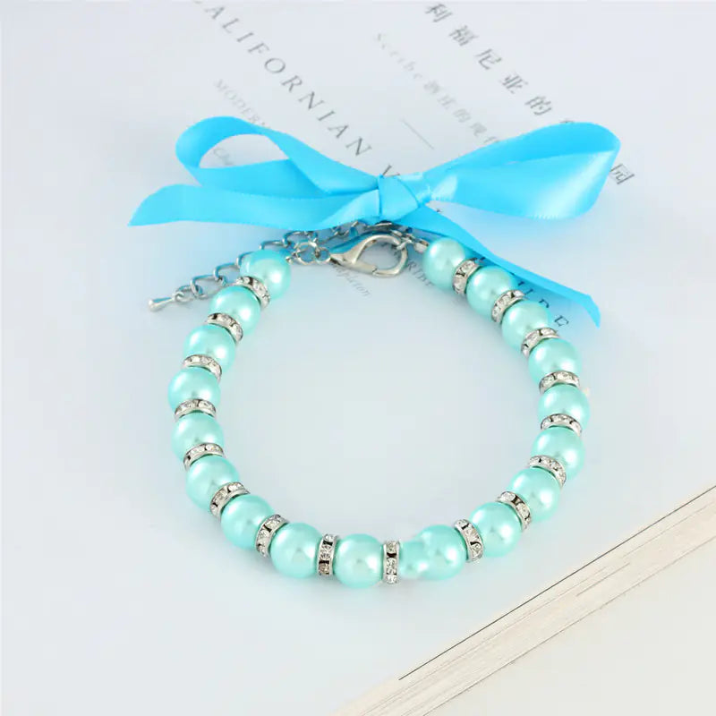 Pearl Necklace Collar with Bow