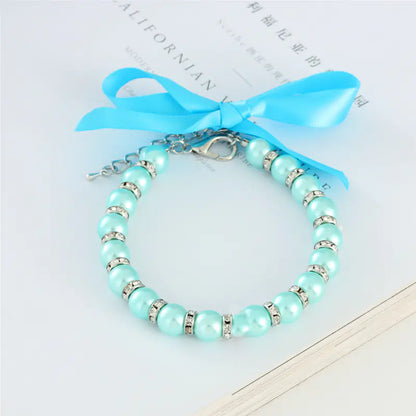 Pearl Necklace Collar with Bow