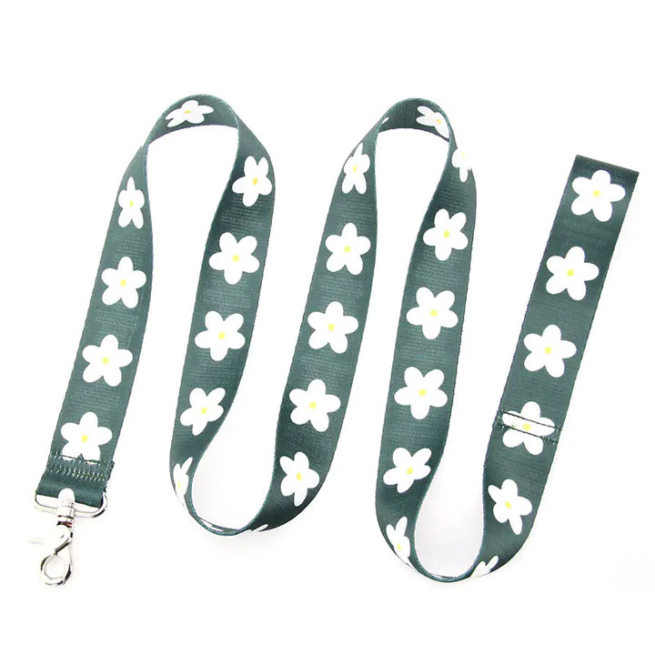 White Floral Collar, Harness and Leash